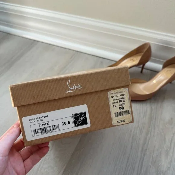 Christian Louboutin D'orsay Patent Nude Iriza 70mm Heels - Picture 6 of 9